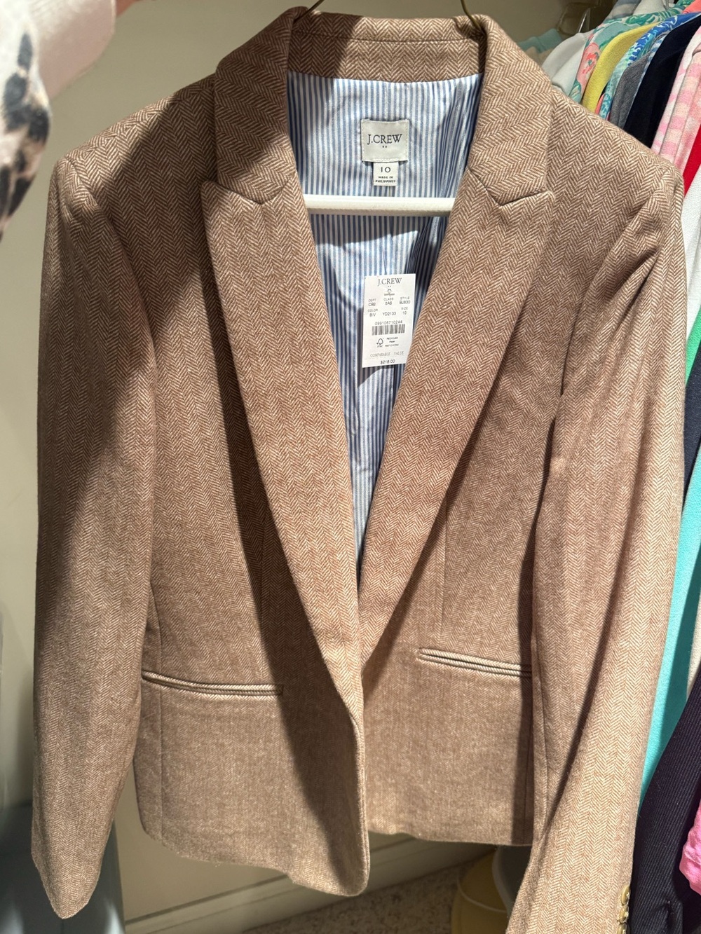 J.Crew Women’s Tan Herringbone Blazer - Tailored Fit size 10 - Picture 2 of 2
